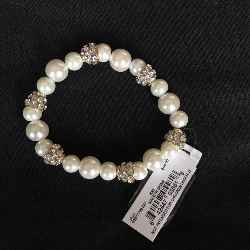 Pearl, Gold & Rhinestone Bracelet
